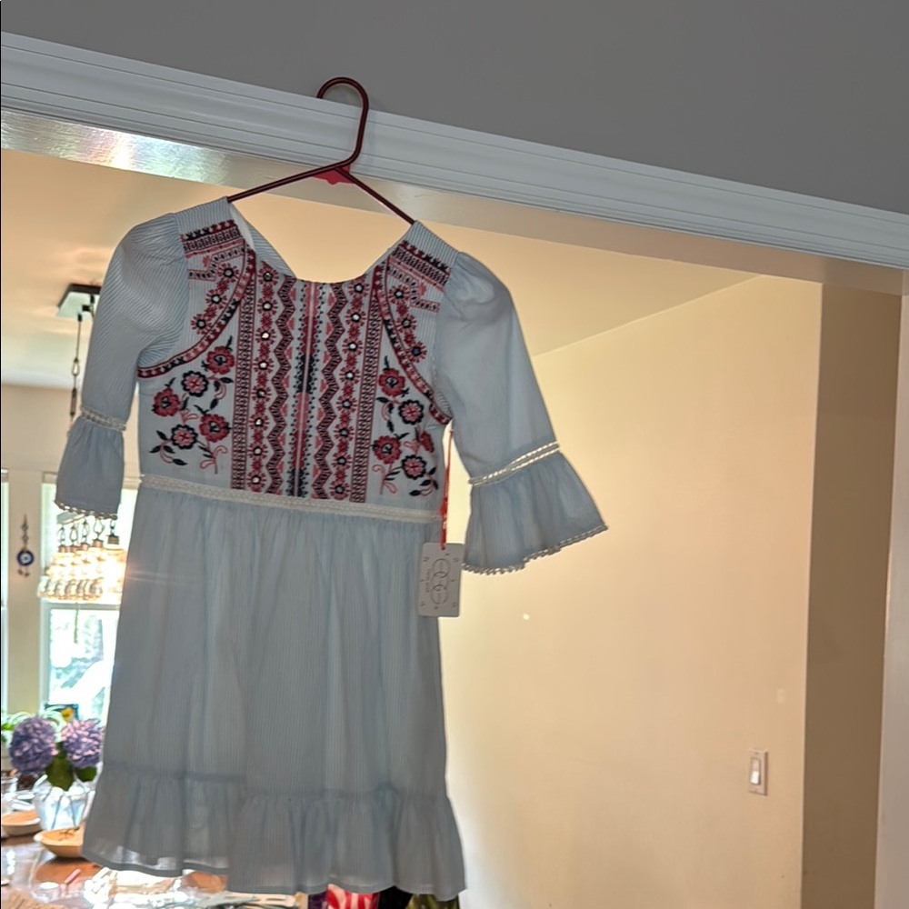 Egg New York White and Pink Embroidered Kids Dress